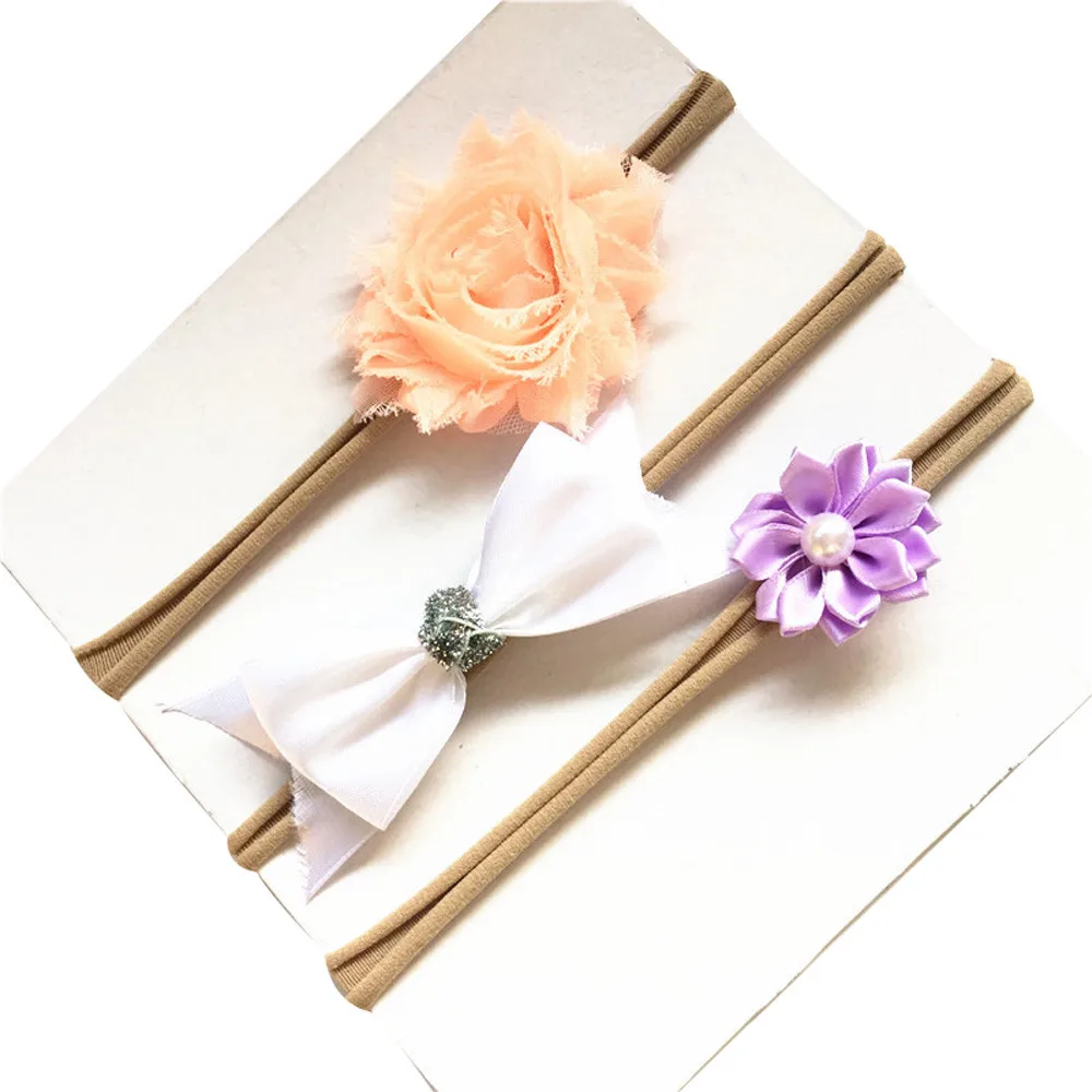 TELOTUNY baby girl headbands 3Pcs/set Kids Girl Baby Toddler Bowknot Headband Hair Band Headwear for girls headband 1019 | Детская