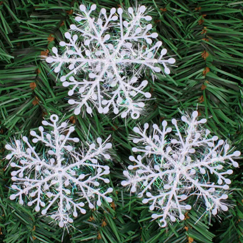 

12pcs/lot 11CM Christmas Ornament White Snowflakes Plastic Christmas Sonwflake Tree Party Pendant Decoration