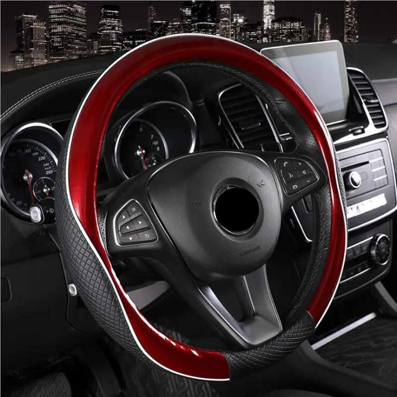 Кожаный чехол на руль DONYUMMYJO Micro Fiber универсальный защитный 38 см с ручкой для BMW Ford