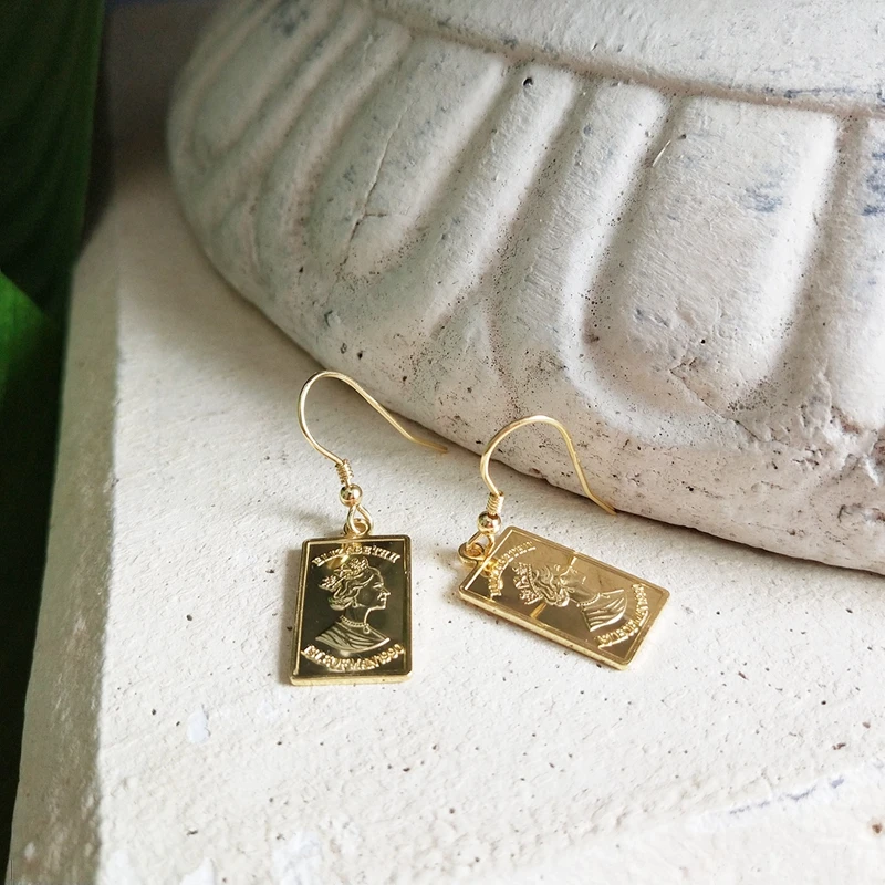 Стерлинговое Серебро 925 пробы квадратные серьги с карточками золотые цветные