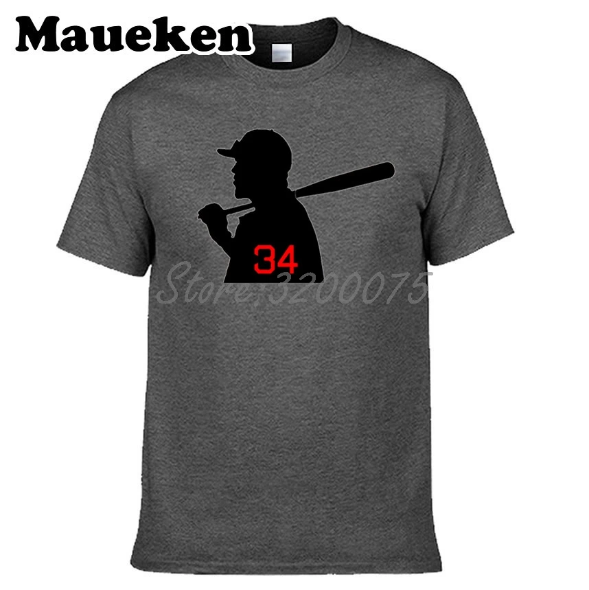 Мужская футболка с круглым вырезом Boston 34 David Ortiz Silhouette красного цвета подарок