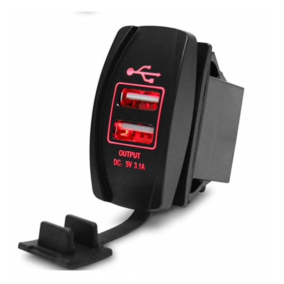 12/24V Dual USB Автомобильное зарядное устройство для сигарет розетка машинный Зарядное устройство Мощность адаптер 3.1A 5V Выход с 4 цвета светодиодный светильник для всех телефонов для Toyota/Skoda/VW/Audi - Название цвета: Красный