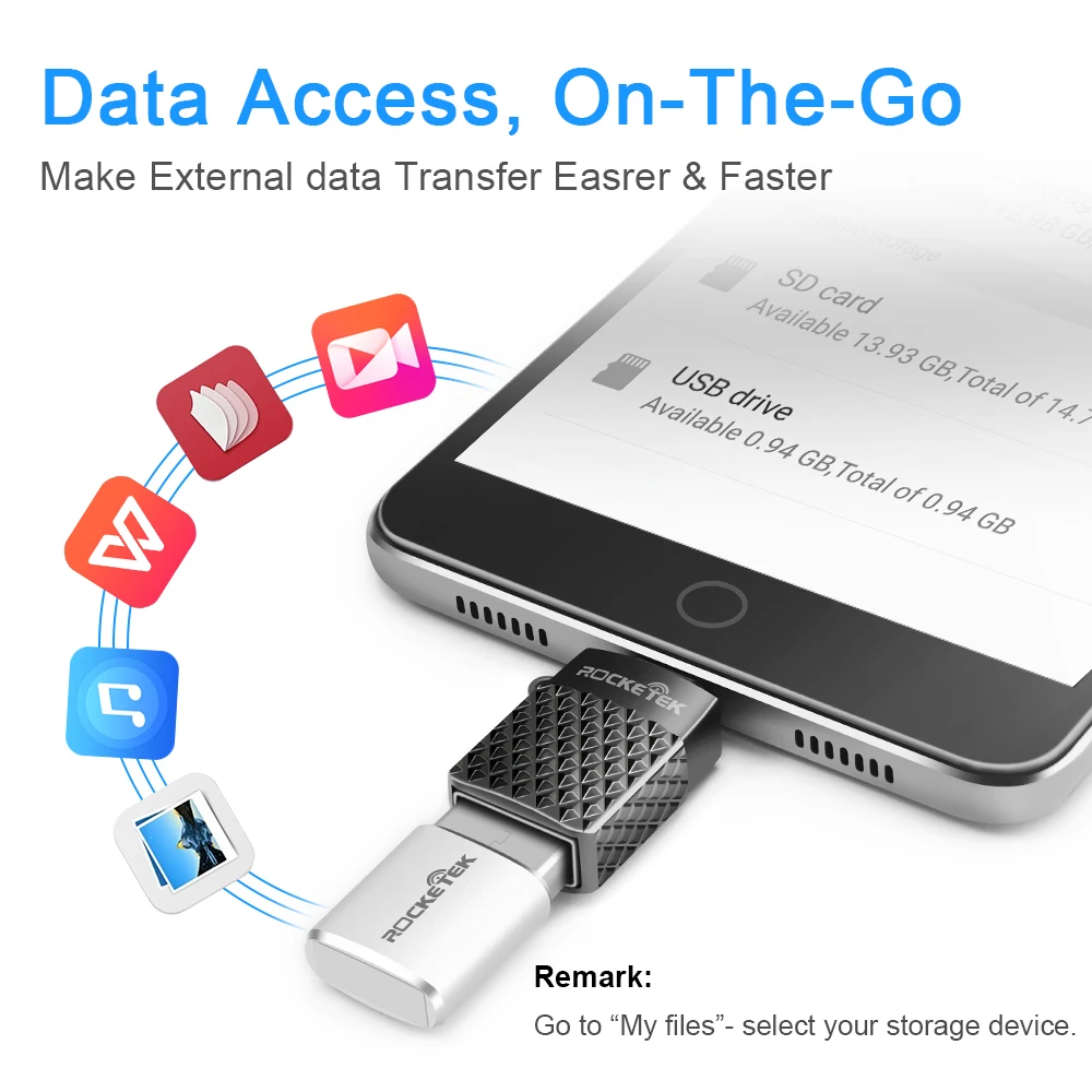 Rocketek Micro к USB OTG адаптер алюминиевые аксессуары Мужской конвертер для samsung Xiaomi Huawei