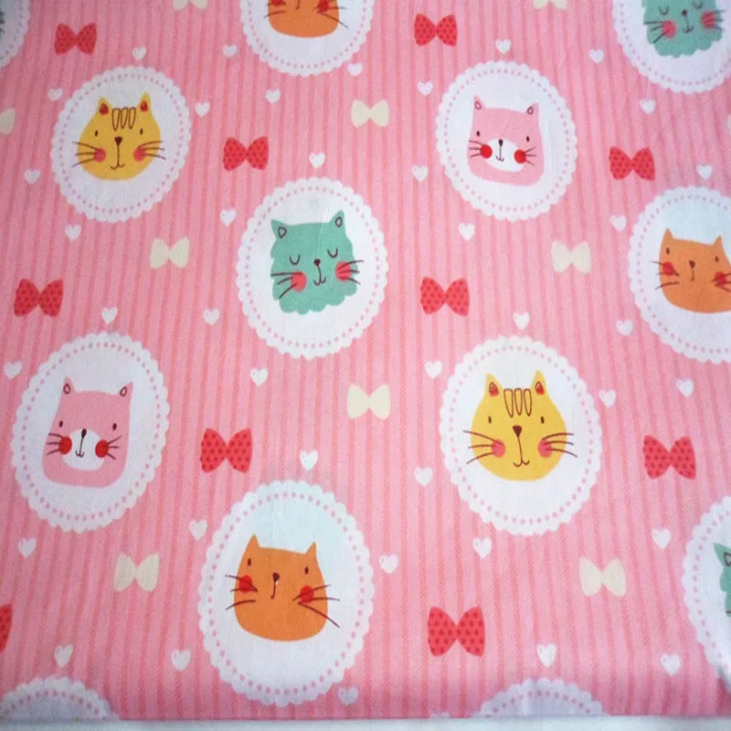 100x160 см милая розовая синяя хлопчатобумажная ткань с рисунком кошки и банта для