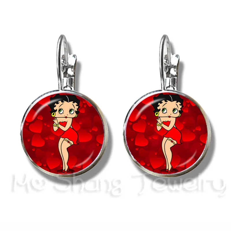 Модный Betty Boop 16 мм стеклянный купол серьги для женщин ювелирные изделия девушек