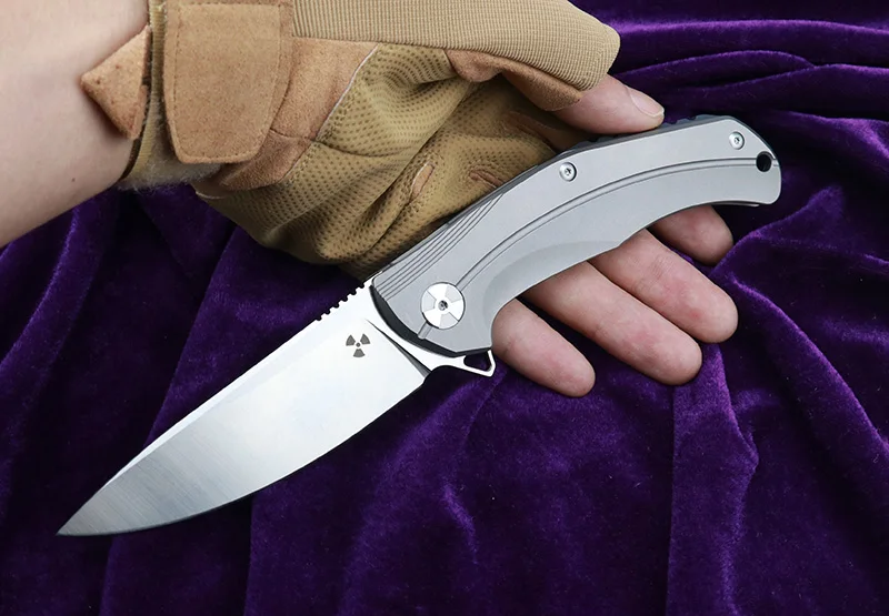 LEMIFSHE JK3215 откидной складной нож D2 лезвие из титана с узором метеорита ручка кухня на открытом воздухе нож для фруктов EDC инструмент