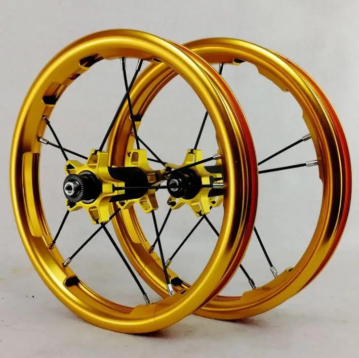 gold 85mm or 95mm Колёса для раздвижного велосипеда, 12 дюймов, герметичный подшипник, BMX, для детей, балансирующая горка, колеса для велосипеда, 85 мм, 95 мм, BMX, обода, только 260 г - Цвет: gold 85mm or 95mm