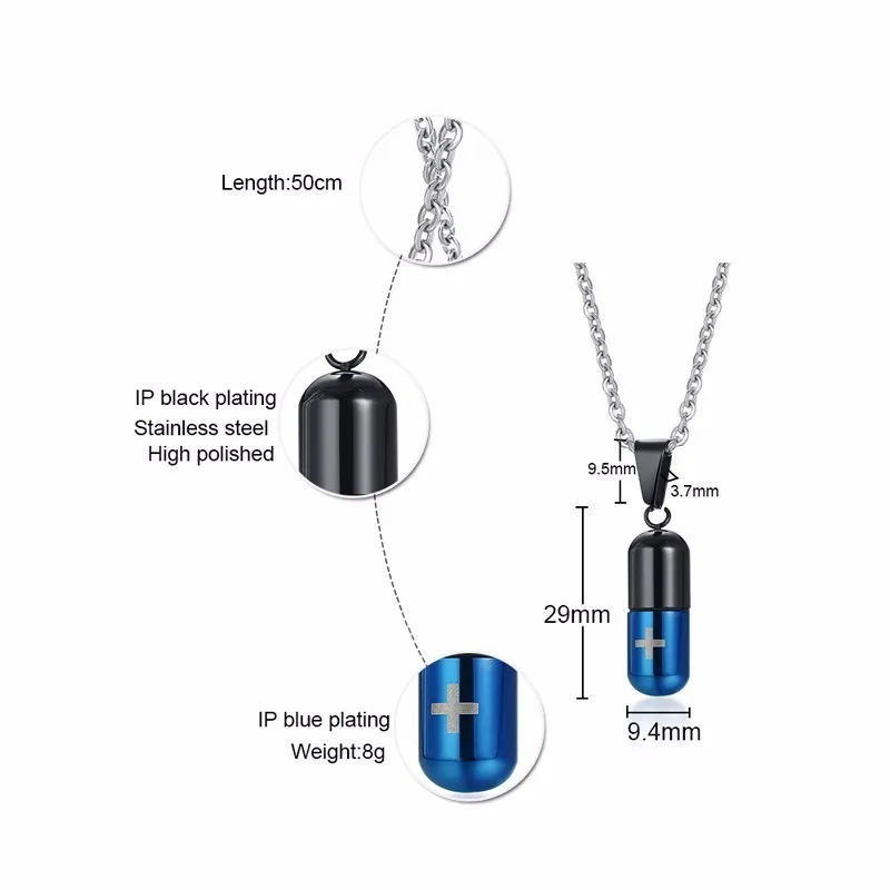 Ожерелья подвески в форме капсулы из нержавеющей стали|Ожерелья с подвеской| |