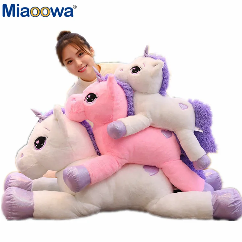 

60/80/110cm Heart Eyes Unicorn Plush Toys Giant Size Unicorn Stuffed Animal Horse Toy Soft Unicornio Peluche Doll Gift Child