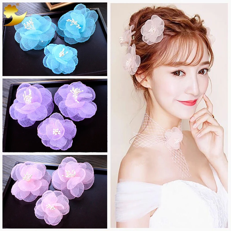Маленькие заколки для волос с цветками для женщин, свадебные аксессуары, украшения, баретки-заколки для волос в виде простых цветочных украшений, выполненных вручную.