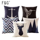 Декоративный чехол для диванной подушки, геометрический красочный чехол с животными, оленем в скандинавском стиле, хлопковая льняная наволочка для дивана, домашний декор