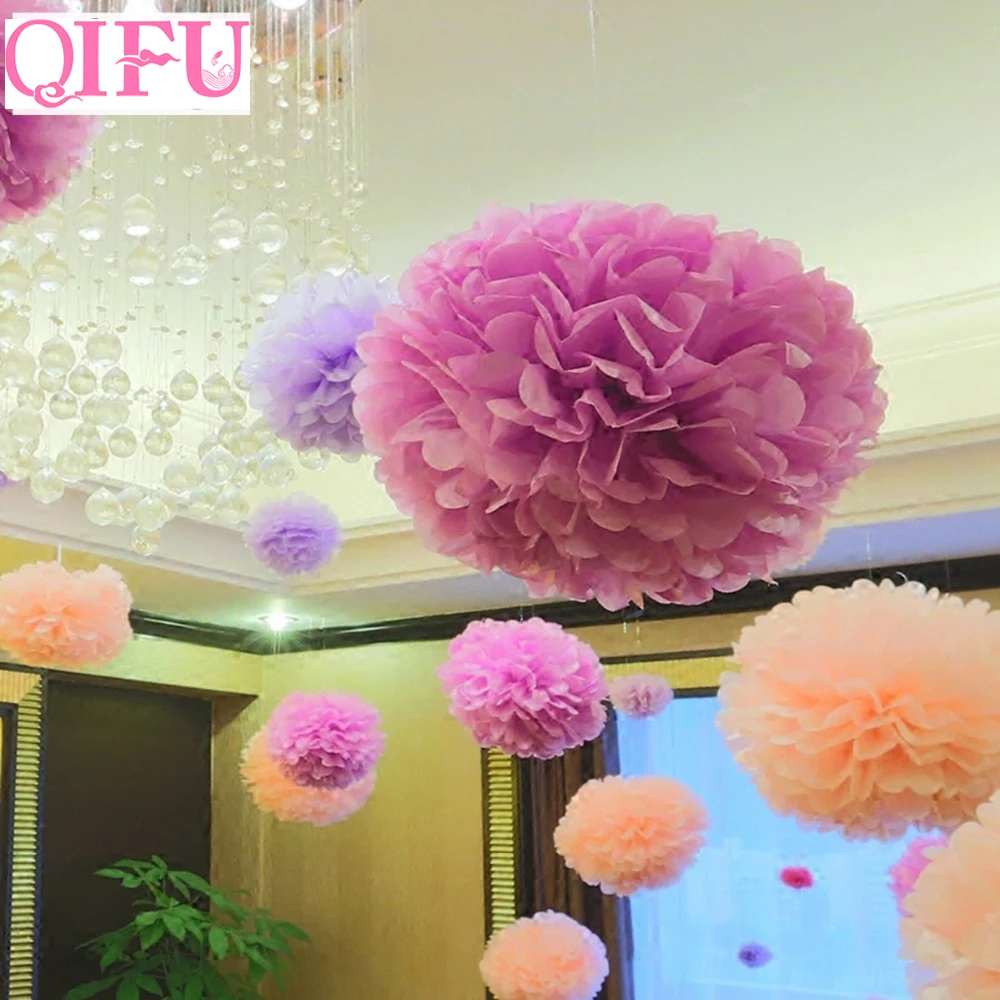 QIFU Pom Poms 3 шт 25 см бумажные шарики из искусственных цветов Свадебные украшения