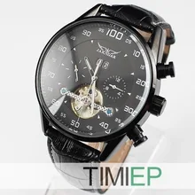 2013 All Black CASE Classic Charm Mens Leather Automatic Mechanical Date Day Men's Watch|watch water|date of record