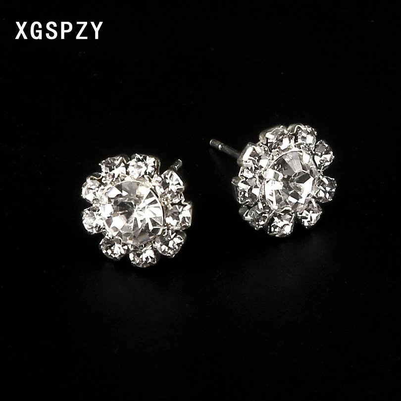 Xgpzy Роскошные прозрачные Кристаллические серьги моды циркон цветок Стиль Серьги