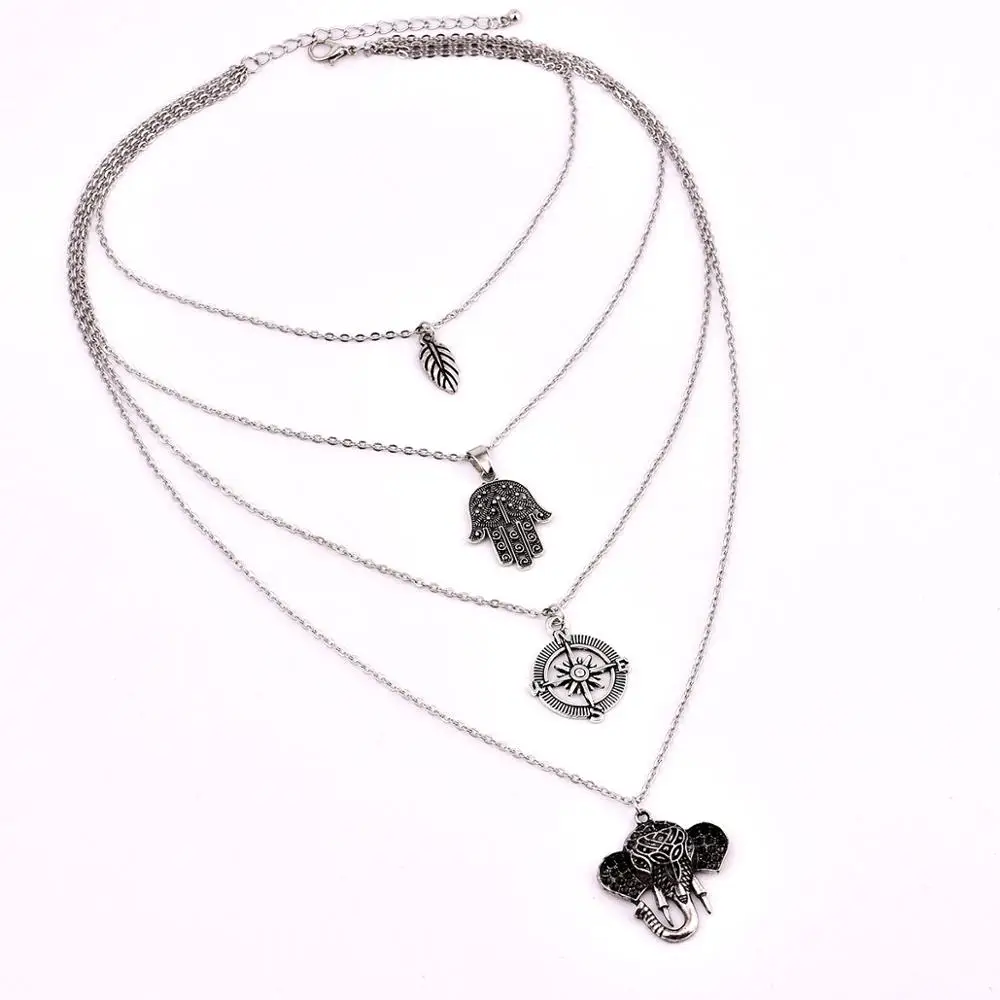 2019 Women's Multilayer Pendant Necklace Bohemian Patterns Retro Fashion Collar Jewelry birthday gift new A619 | Украшения и