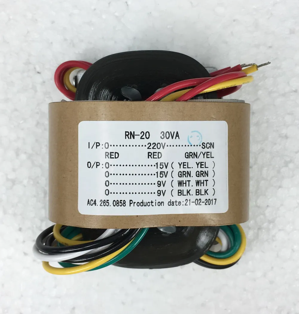 R сердечник трансформатора 220V 30VA 2*9 V/12 V/15 V/18 V/24 V Одиночный 32V с экранированным выходом для декодирования ЦАП платы - Цвет: 2X15V 0.6A 2X9V 0.6A