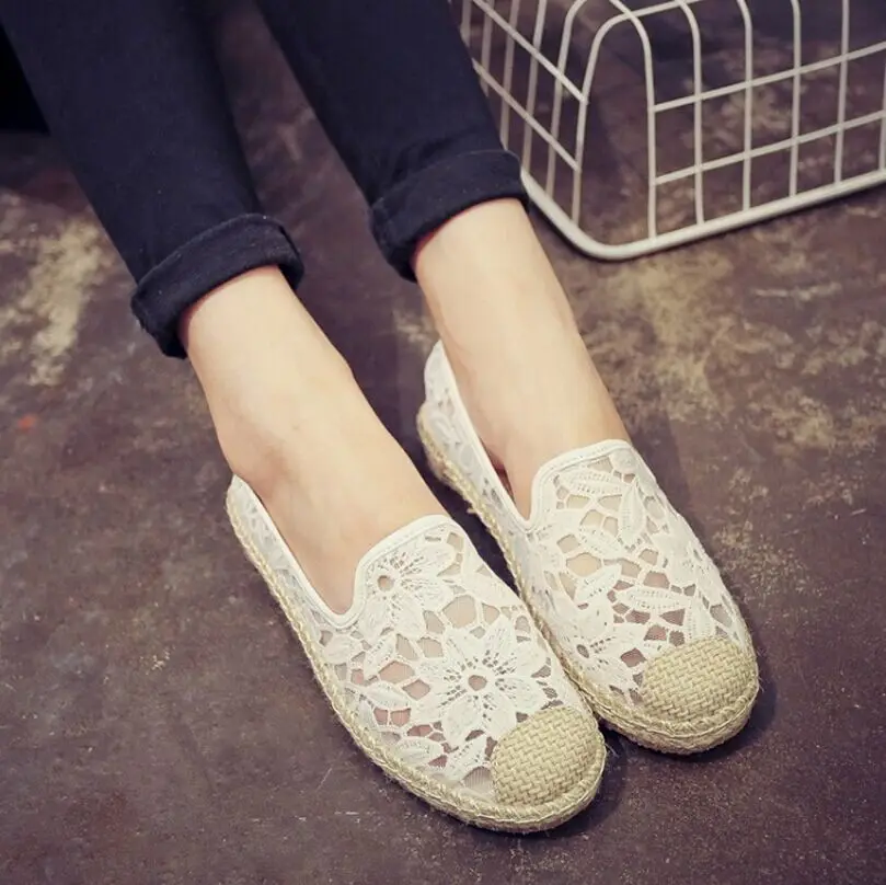 Женские туфли-эспадрильи плоская подошва лоферы повседневная обувь соломенная