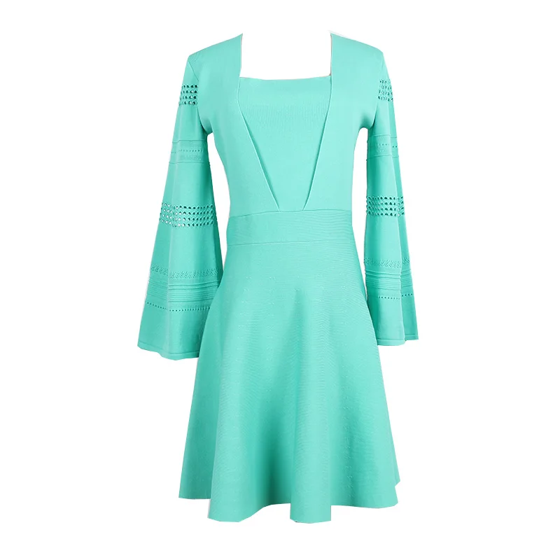 Ehmaxrth 3 Цвет Англия Леди Мода выдалбливают расклешенными рукавами Vestidos 2018 Для