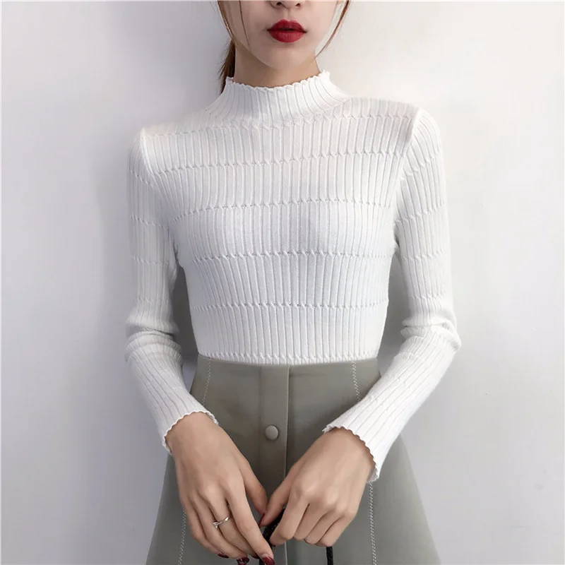 Autumn and Winter Slim Knitted Pullovers Sweater Women Fashion 2018 Long Sleeve Solid Bottoming 0991 40 | Женская одежда