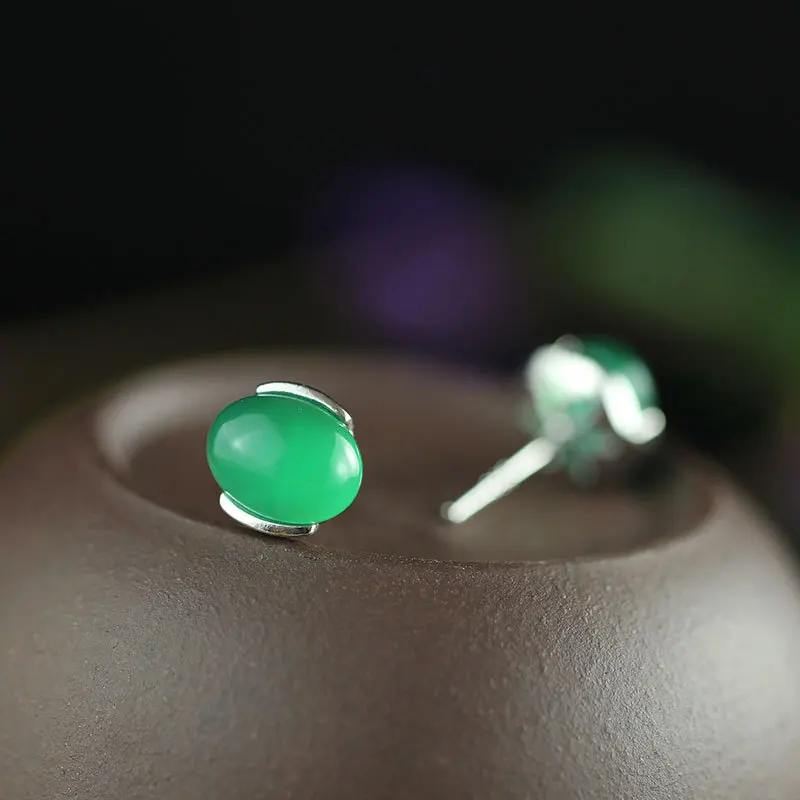 Женские серьги гвоздики из серебра 925 пробы с зеленым камнем|earrings for|earrings for