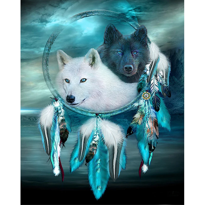 

Black wolf and white wolf diamond Embroidery diy diamond painting mosaic diamant painting 3d cross stitch pictures H822