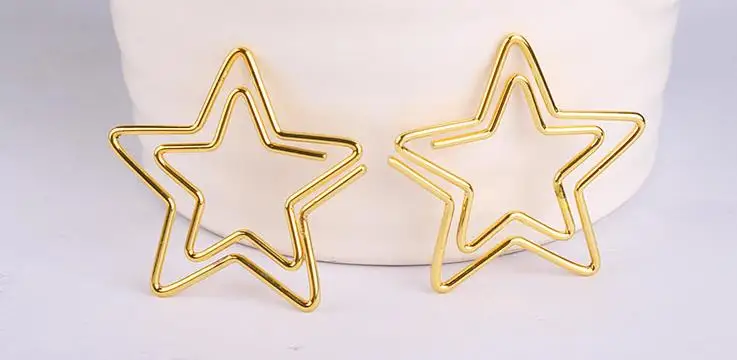10 шт./упак. Kawaii золотой полый пятиконечная звезда металлические закладки бумажные прищепки для заметок фото зажим для заметок Страница держатель канцелярские принадлежности