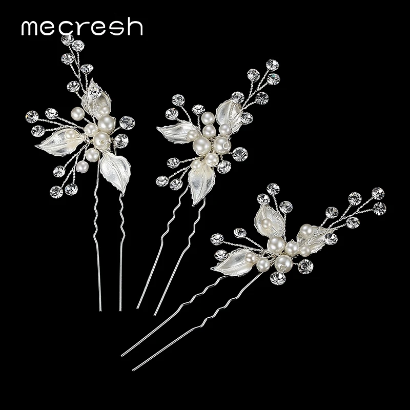 Заколки для волос Mecresh с искусственным жемчугом заколки кристаллами