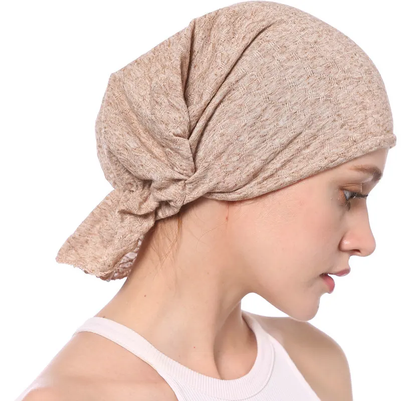 12 шт. мусульманская эластичная хлопковая шапка тюрбан с рюшами бандана шарф
