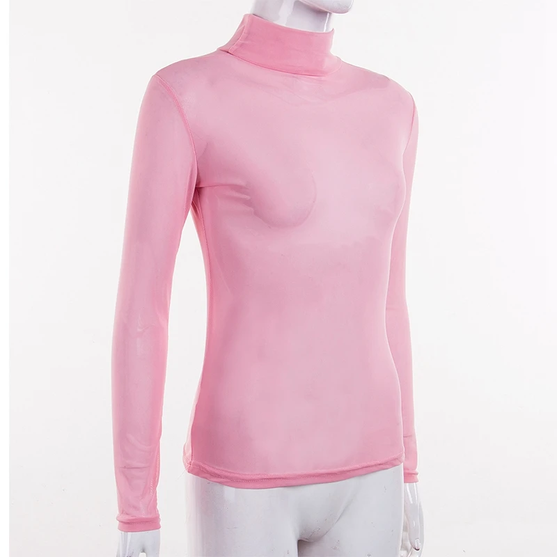 

Summer Fashion Women Blouse Sexy Women's Net Long Sleeve See Through Pure Top Semi Transparent Blouse
