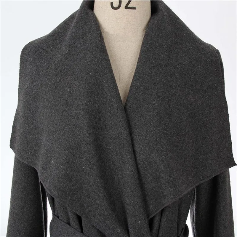

Red European Station high-end Brand Woolen Windbreaker Jacket Fashion Retro Lapel Cardigan With Irregular Woolen Casual Jacket