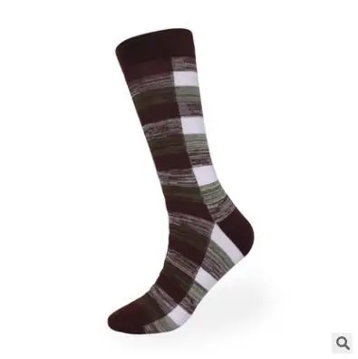 SS39003 10 шт. = 5 пар XL длинные клетчатые хлопковые осенне-зимние уплотненные дезодорирующие мужские носки - Цвет: SS39003