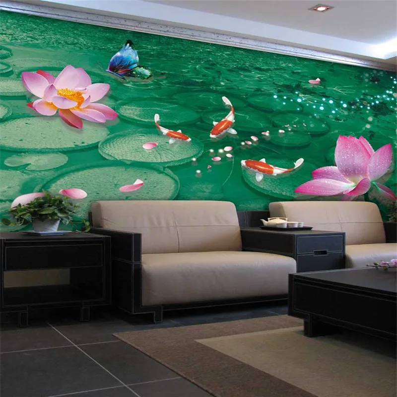 

beibehang Custom wallpaper simple modern 3d fashion living room bedroom sofa TV mural lotus carp backdrop papel de parede 3d