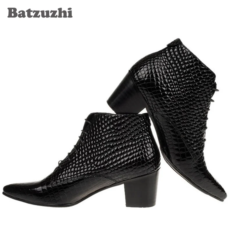 Модные мужские ботинки в британском стиле на Batzuzhi 6.5CM каблуке ботильоны из