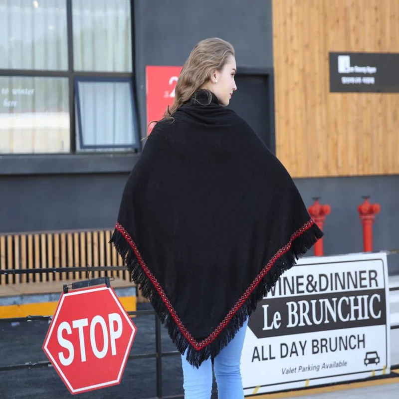 Осенне зимняя женская акриловая плотная теплая Цветочная шаль женский кардиган