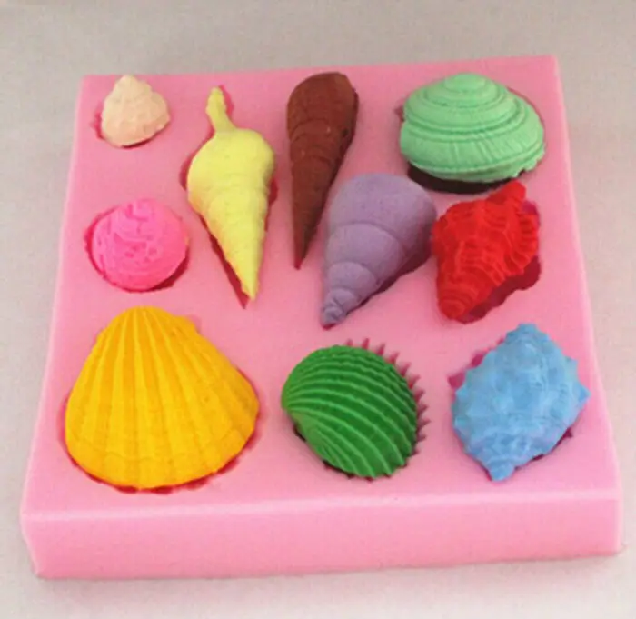 торт украшения морских биологических Shell 3D силикагель шоколад плесень выпечки