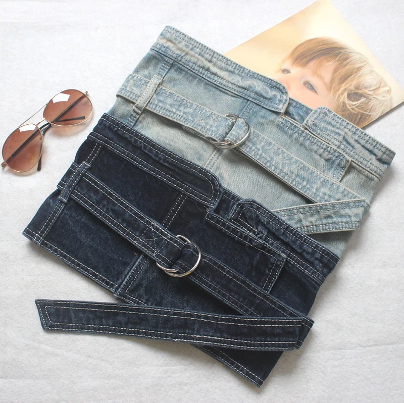 

New fashion Women denim Wide Waist Belt metal Buckle Waistband Vintage Elastic casual Belt slimming Corset Bandage Womens Waist
