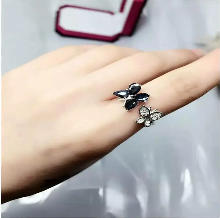 Natural star sapphire ring Origin real blue 925 sterling silver Free shipping Handworked jewelry 4*6mm | Украшения и аксессуары