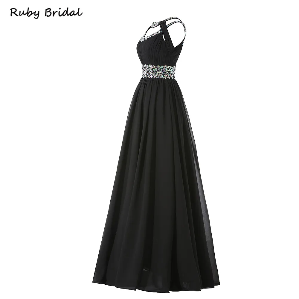 Ruby Bridal 2017 Vestidos De Fiesta длинные черные вечерние платья трапециевидной формы