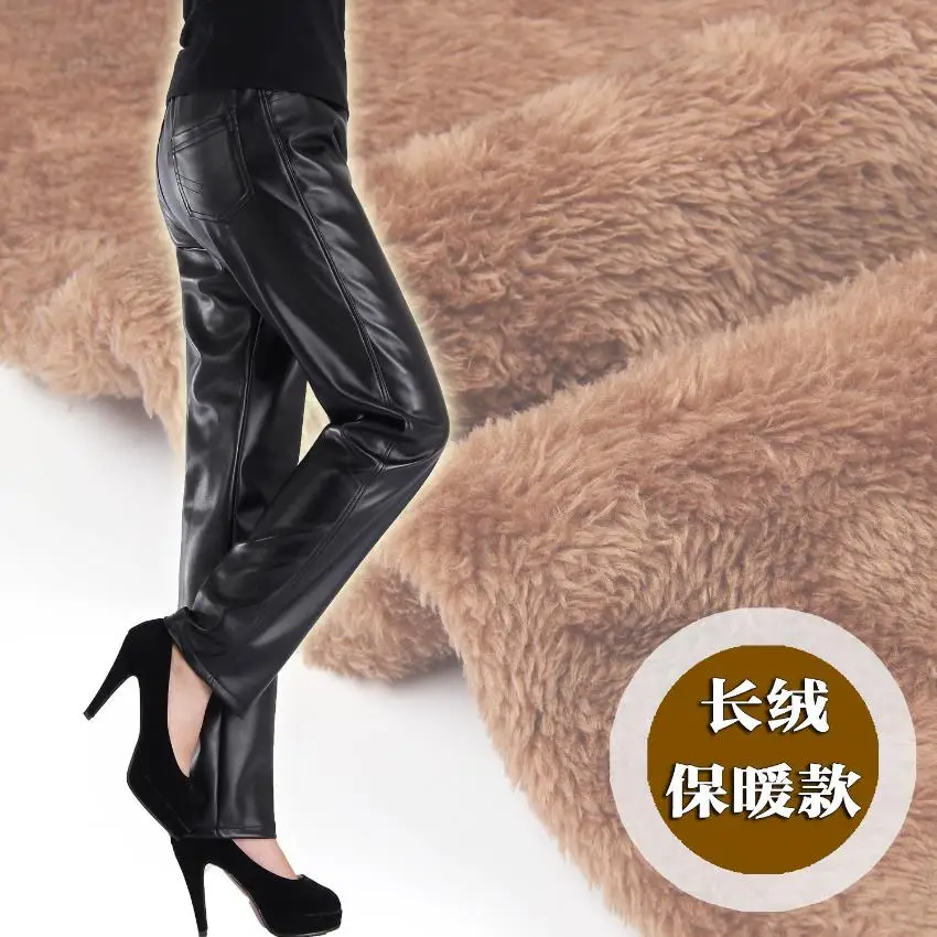 

S- 3XL Plus Size high waist warm velvet filling motorcycle PU leather Pants female thicker straight warm leather pants wq837