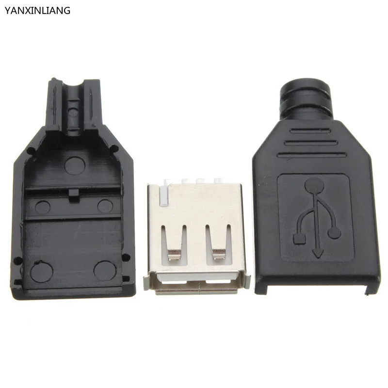 10 шт. 4 контактные USB разъёмы типа А с черной пластиковой крышкой|4 pin female connector|4