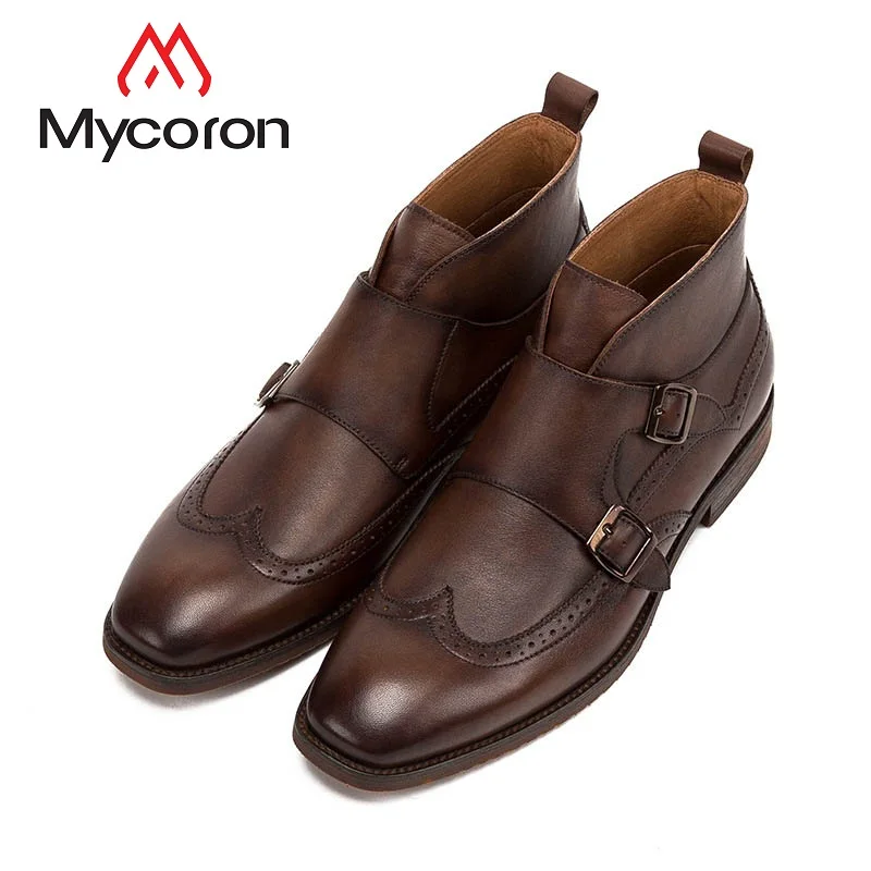 MYCORON/осенне зимние ботильоны Челси мужские ботинки роскошная обувь из
