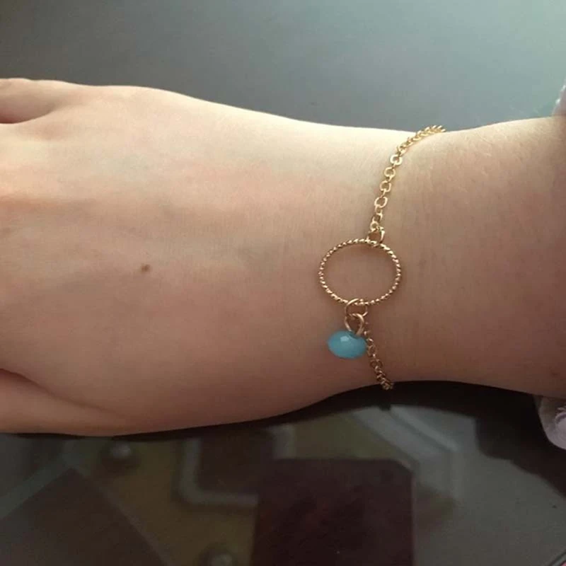 Летние Золотые/серебряные браслеты с цепочкой и круговым кольцом для женщин
