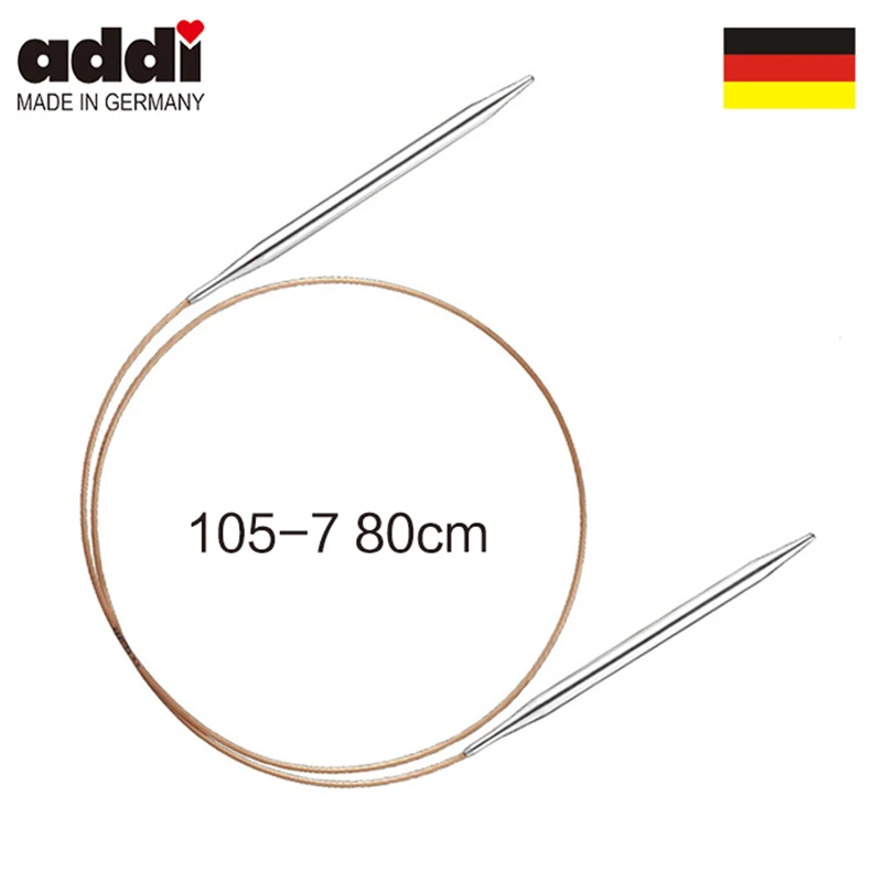 Круговые вязальные спицы Addi 105 7 80 см с латунными наконечниками и золотыми