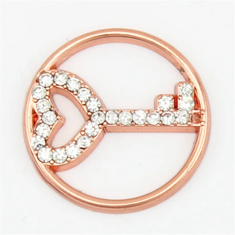 Floating Charms сплав кристалл цвета розового золота ключ оконная плита подходит для 30
