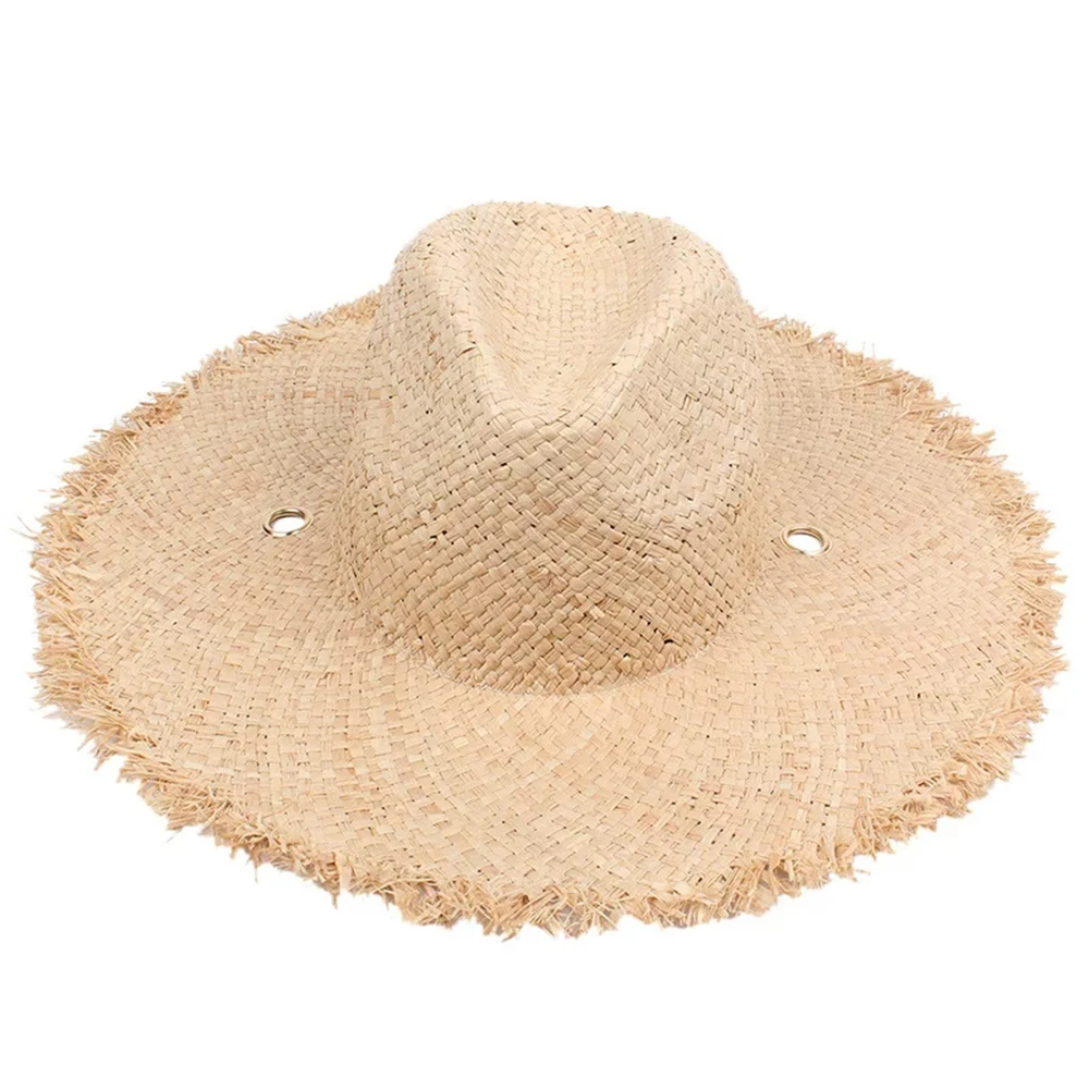Летние Кепки Raffia солнцезащитные шапки козырек для женщин черная лента шнуровка большая соломенная шляпа с полями открытый пляж Chapeu Feminino Складная