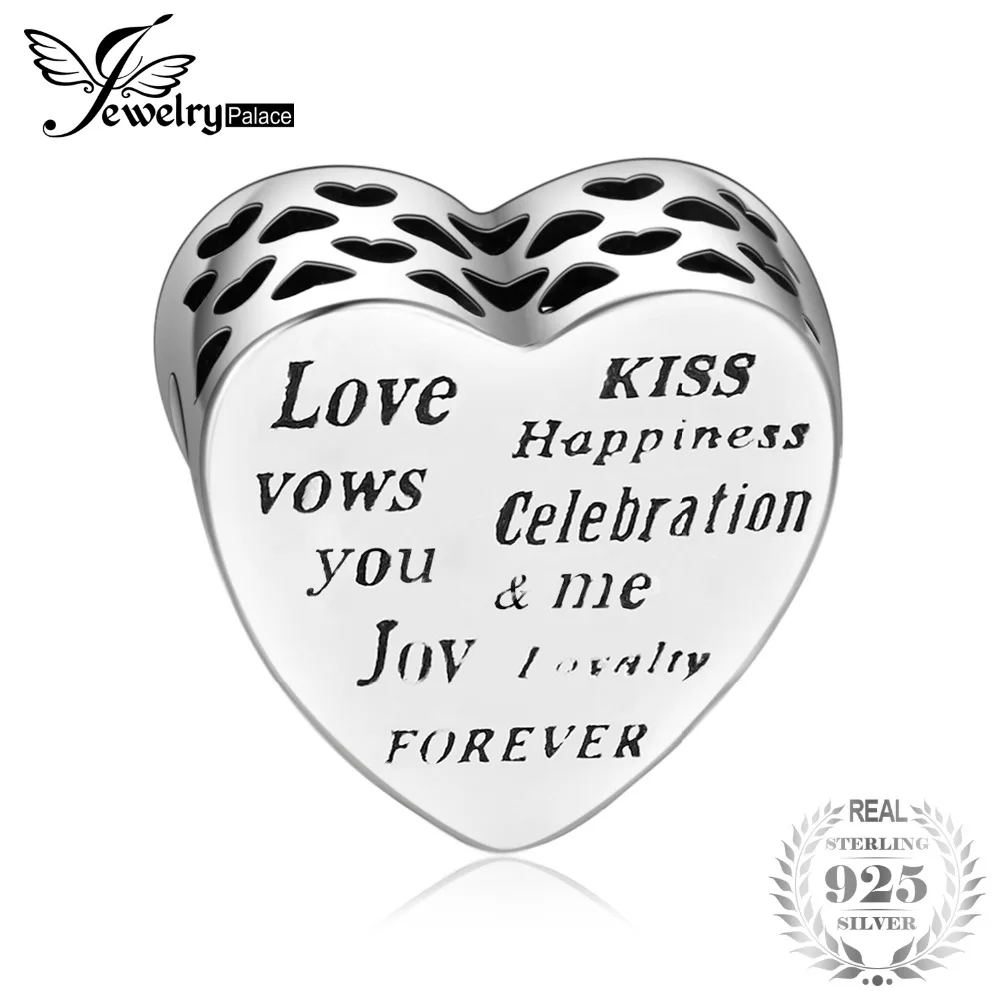 Jewelrypalace 925 пробы серебро приверженность Слова Сердце Shapped подвески шармы браслеты