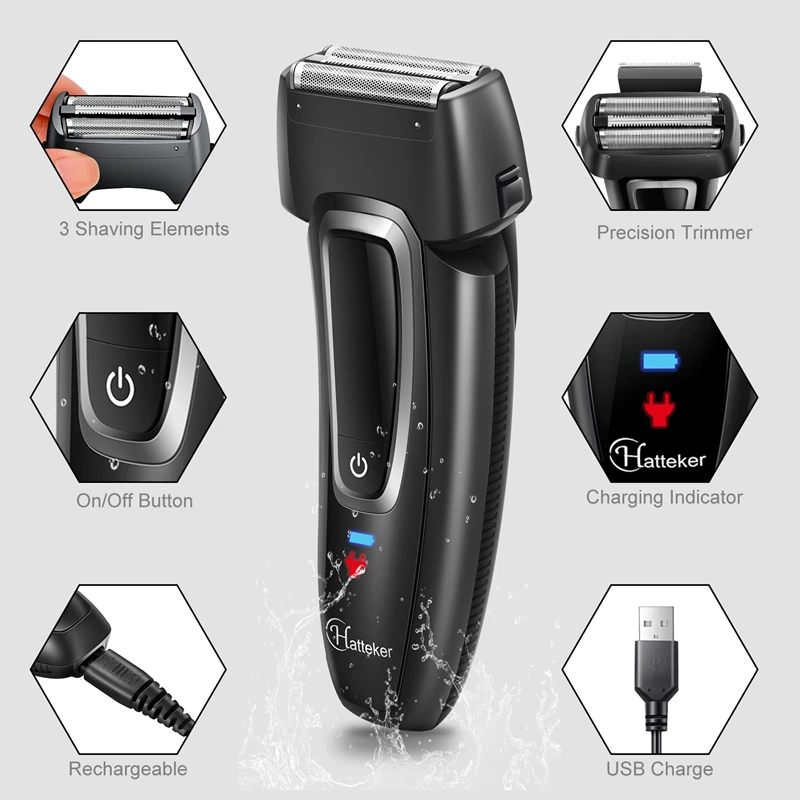 Surker электробритва для Для мужчин быстрая USB Перезаряжаемые IPX5 Водонепроницаемый