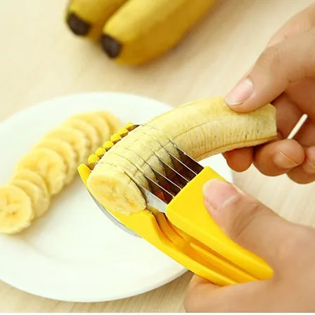 Нержавеющая сталь Банан Slicer Хэм колбаса резак Фрукты Огурец Овощечистка Чоппер