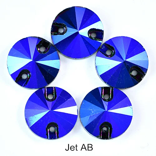 Jet AB Круглые Rivoli, лучшие стеклянные хрустальные стразы AB, много цветов, круглые пришивные стразы, блестящие стразы, свадебное платье B3516 - Цвет: Jet AB
