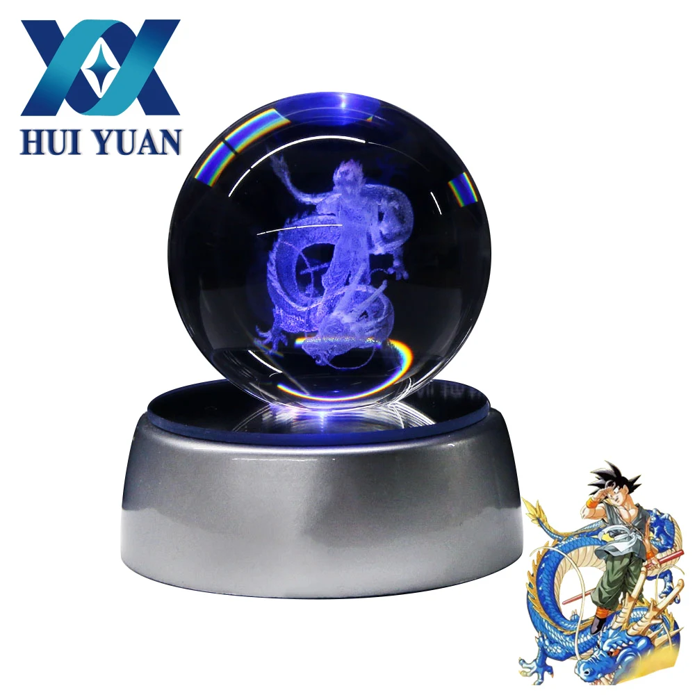 Хуэй Юань 3D хрустальный шар Goku Dragon Ball светодиодный ночник лампа красочные дома
